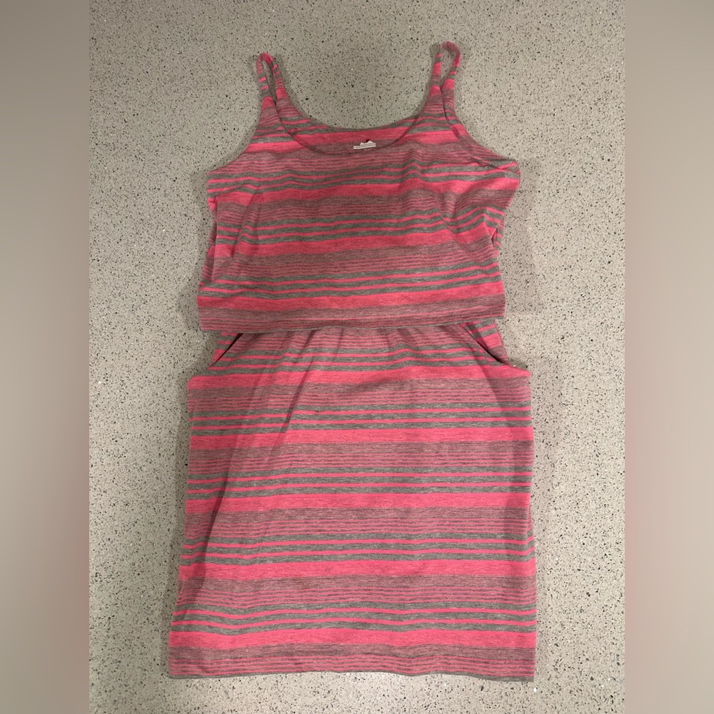 Kavu Pink and Gray Striped layered Dress Small